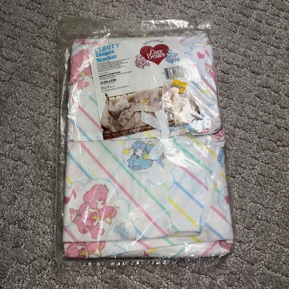 VTG 1983 Care Bears Diaper Stacker Hanging Nursery Organizer NIP Curity Kidcore